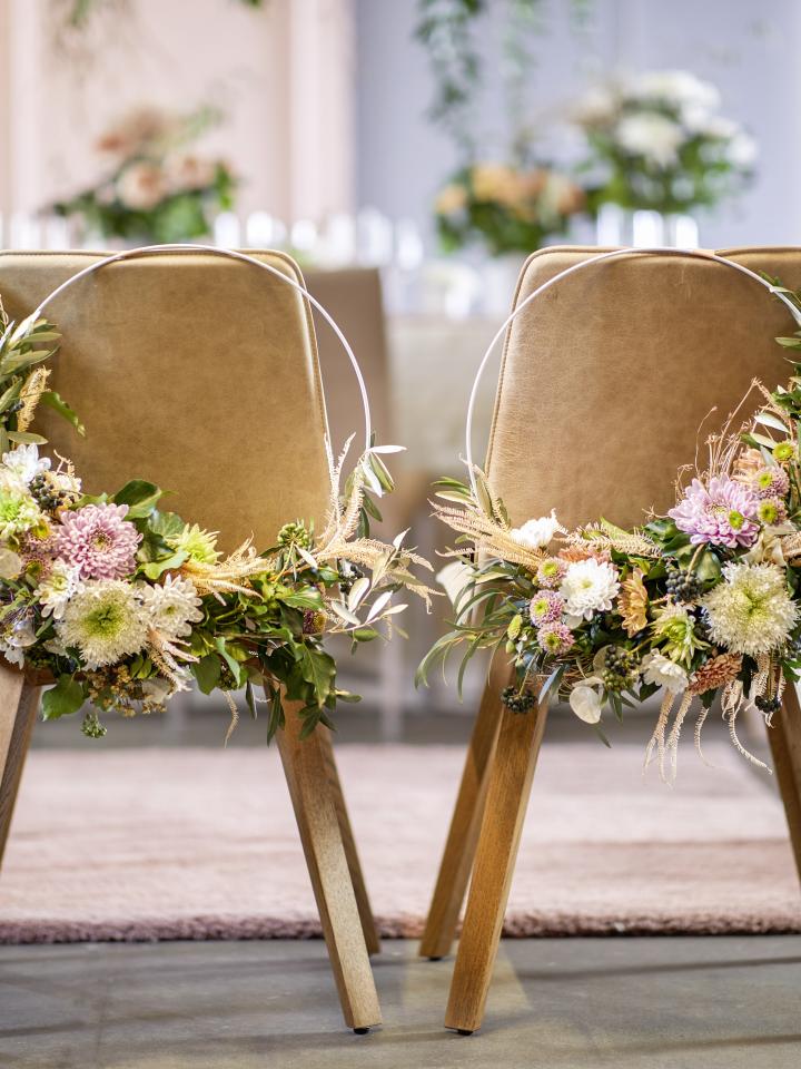 déco de mariage avec des chrysanthèmes 