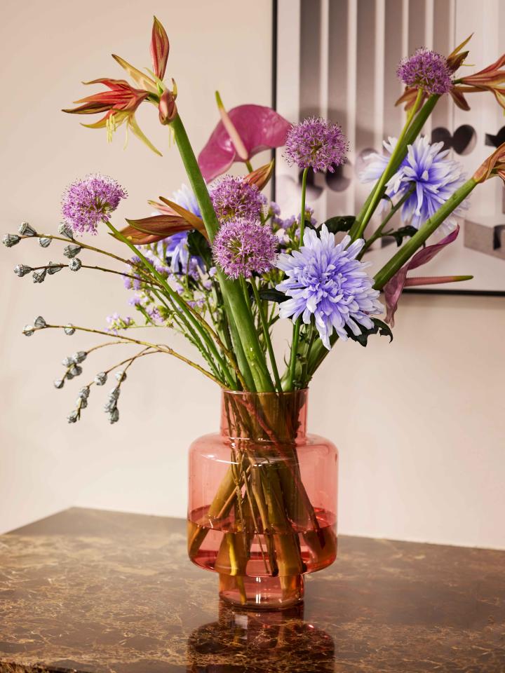 paars boeket chrysant anthurium amaryllis